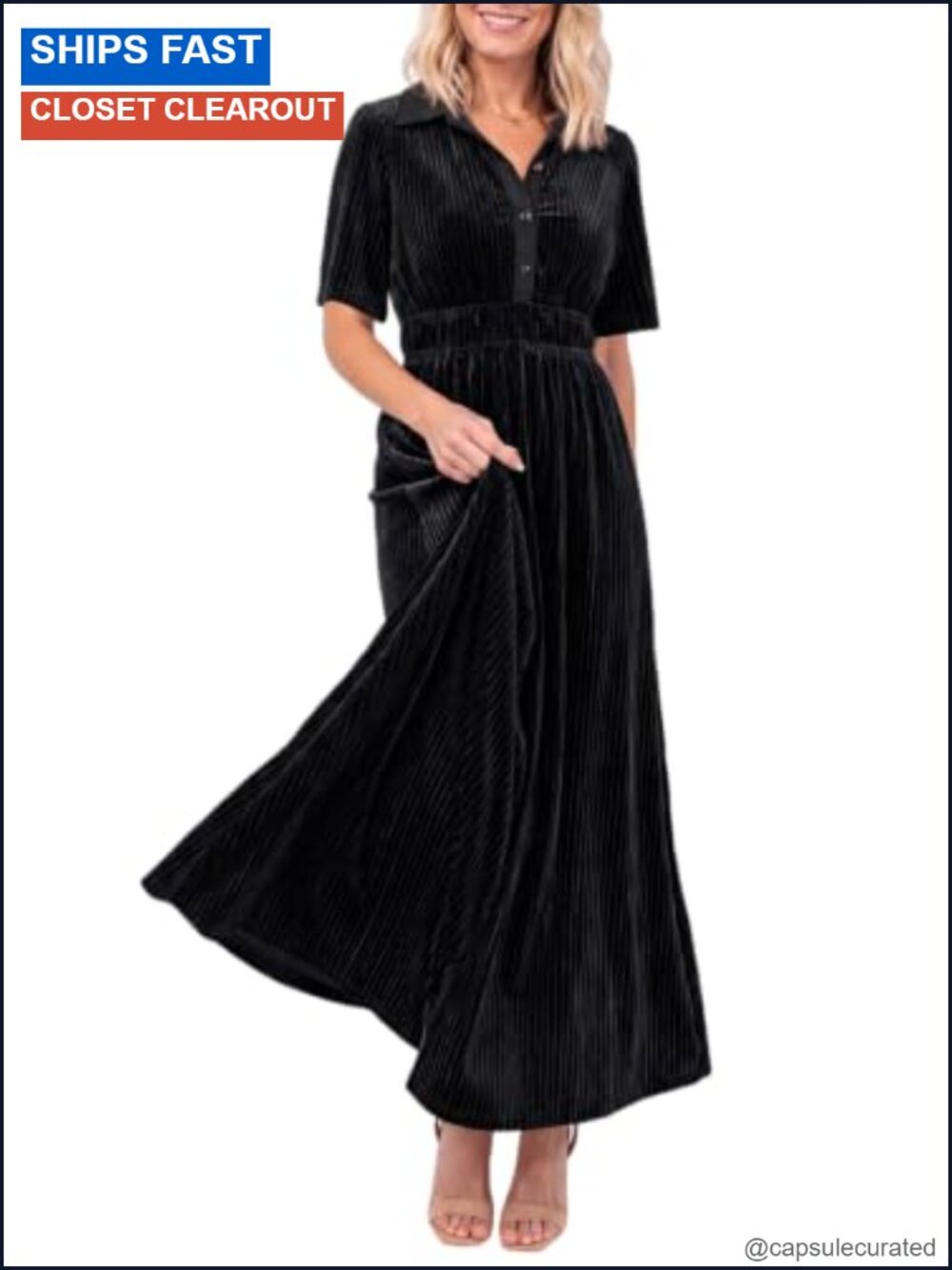 Velvet Maxi Dress V-Neck A-Line Wedding Guest Cocktail Long Sleeve Formal